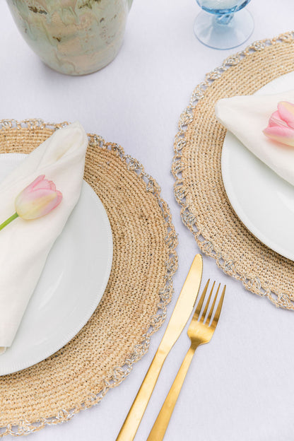 raffia tableware for dining table