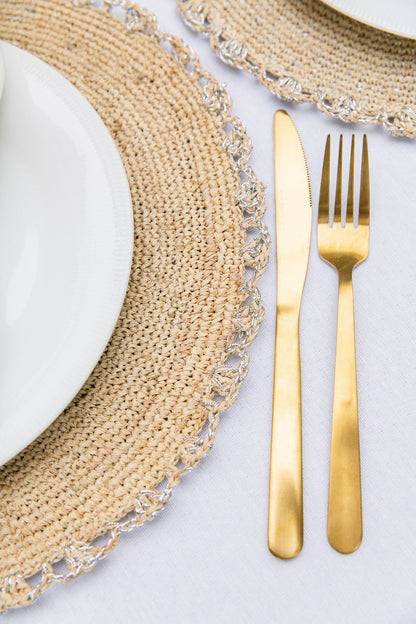 fringe round dining tablemat