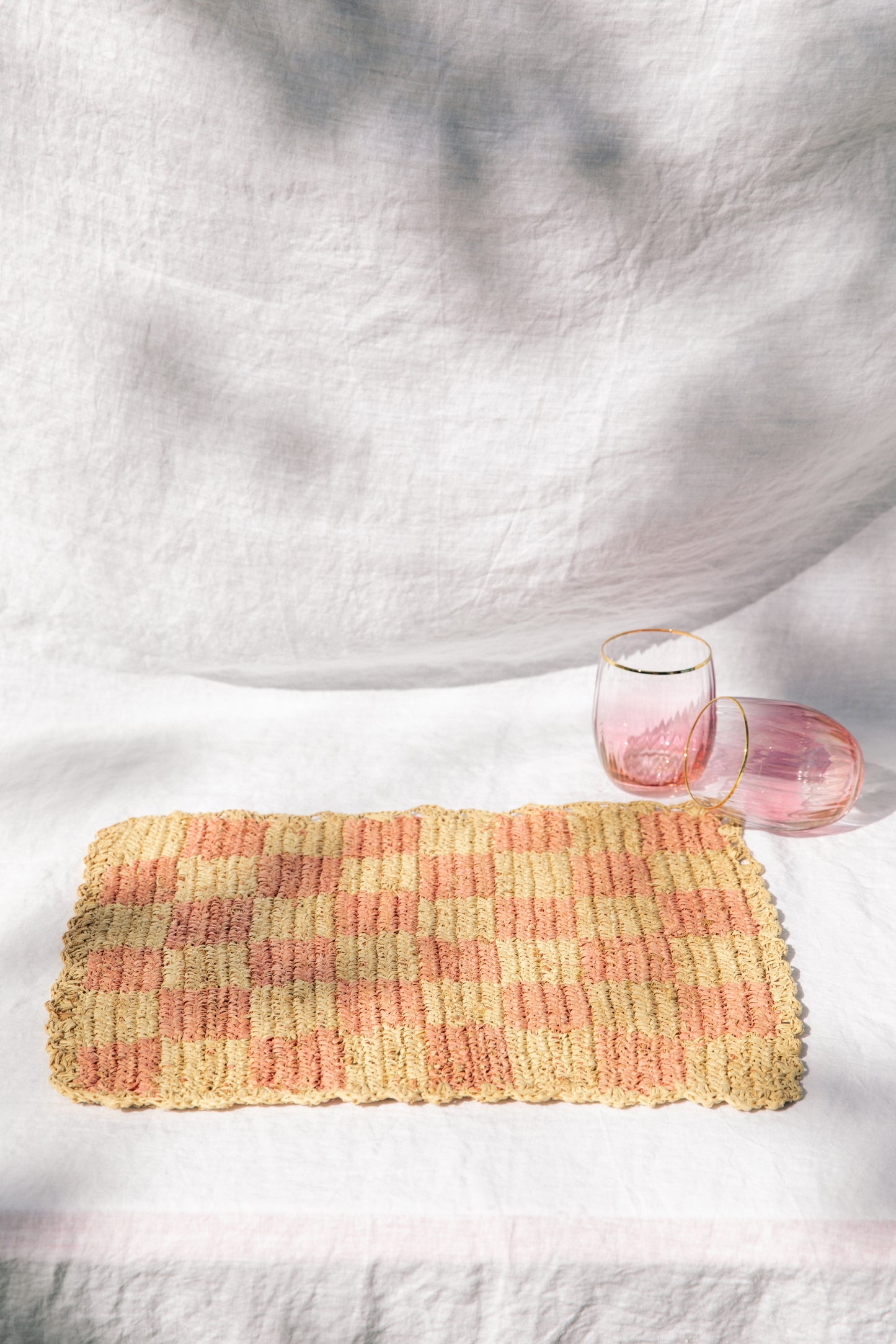 Pink Checkered Rectangular Placemats
