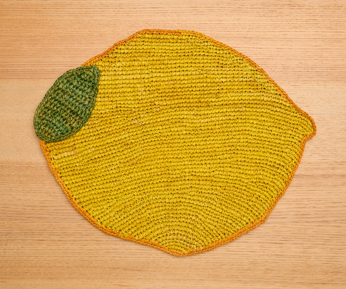Handwoven Lemon Placemat β Raffia Fruit Shaped Table Mat, Summer Table Decor