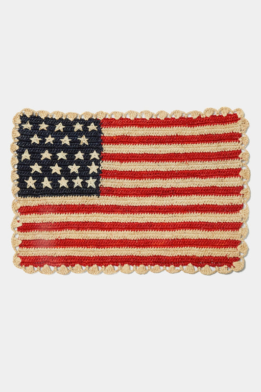Handcrafted Scalloped Americana Placemats - Set of 4 - Elegant American Flag Design