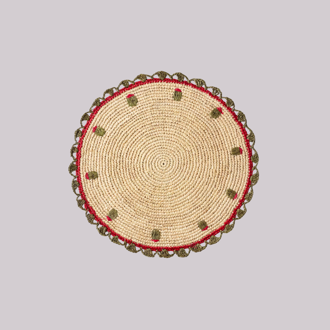 Handwoven Olive Embroidered Placemat