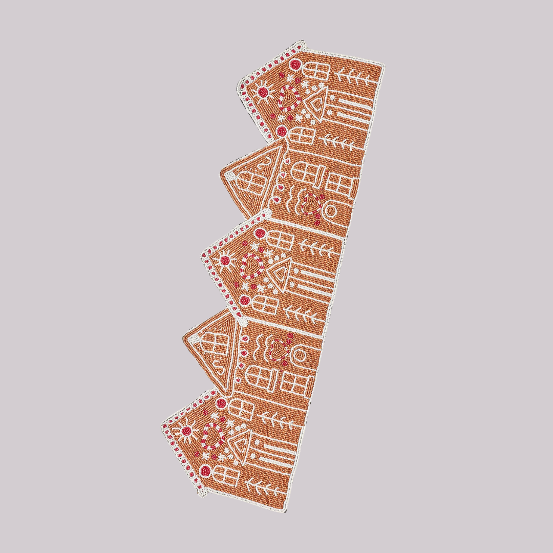 Beaded Gingerbread House Table Runner