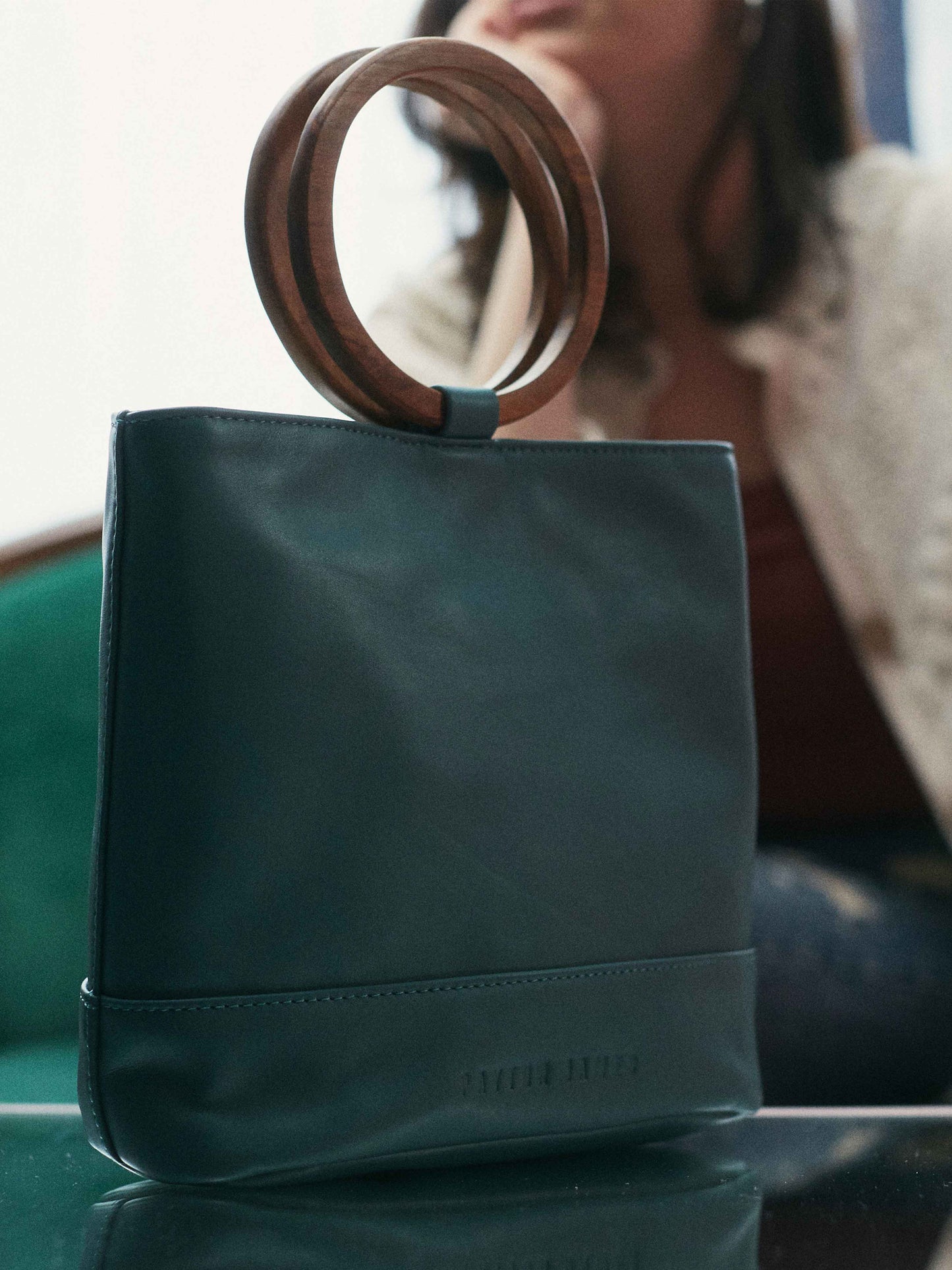 Mini Wood Bucket Tote - Emerald