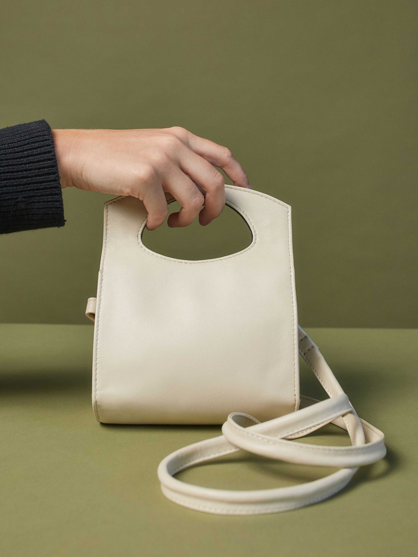 Leather- Crossbody Handbag- Pearl White Color-by-PaytonJames-Nashville-designer.