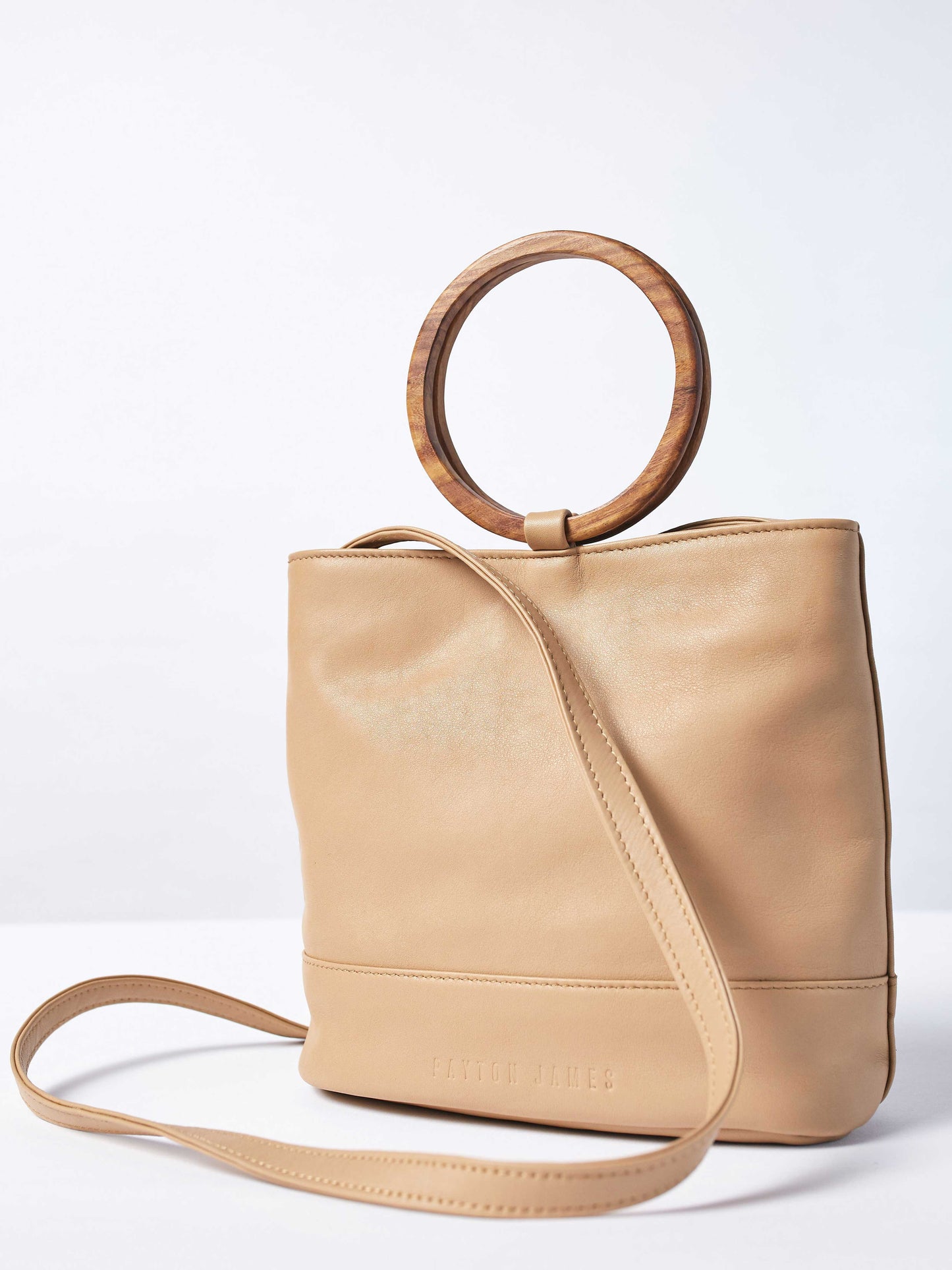 Mini Wood Bucket Tote - Cappuccino
