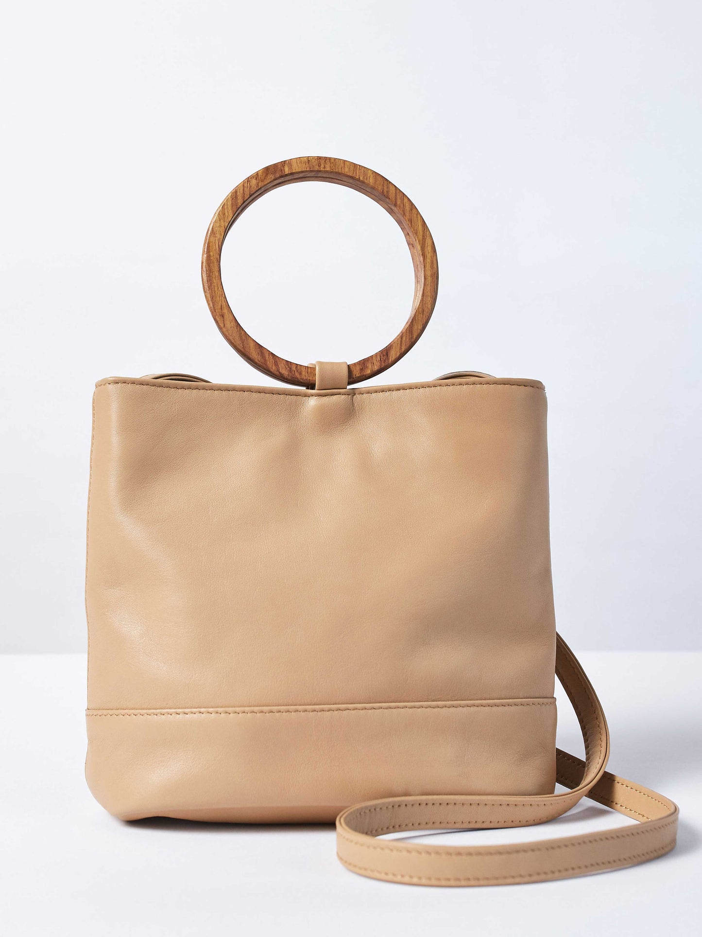 Mini Wood Bucket Tote - Cappuccino