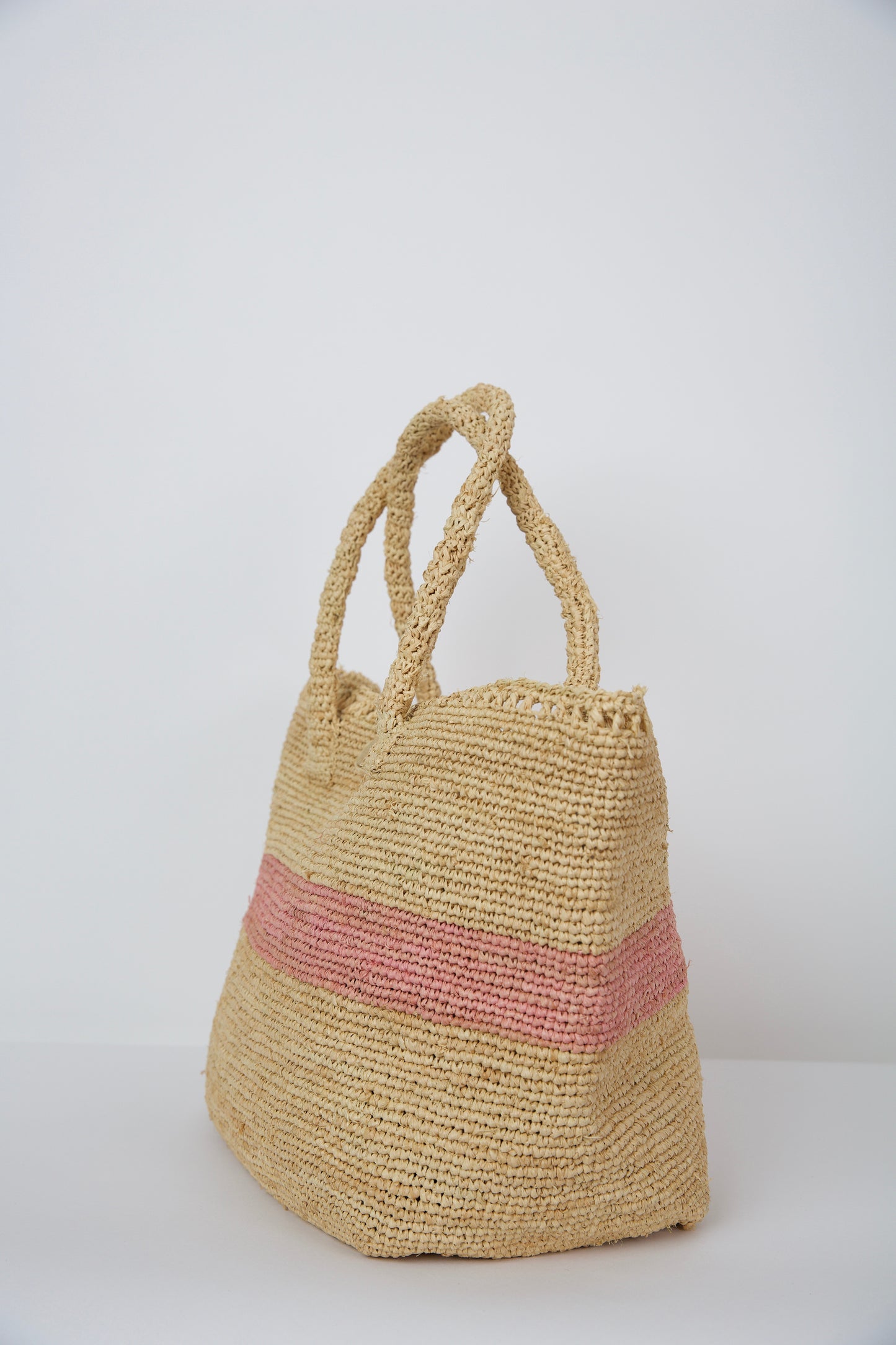 The Stripe Woven Tote in Pink