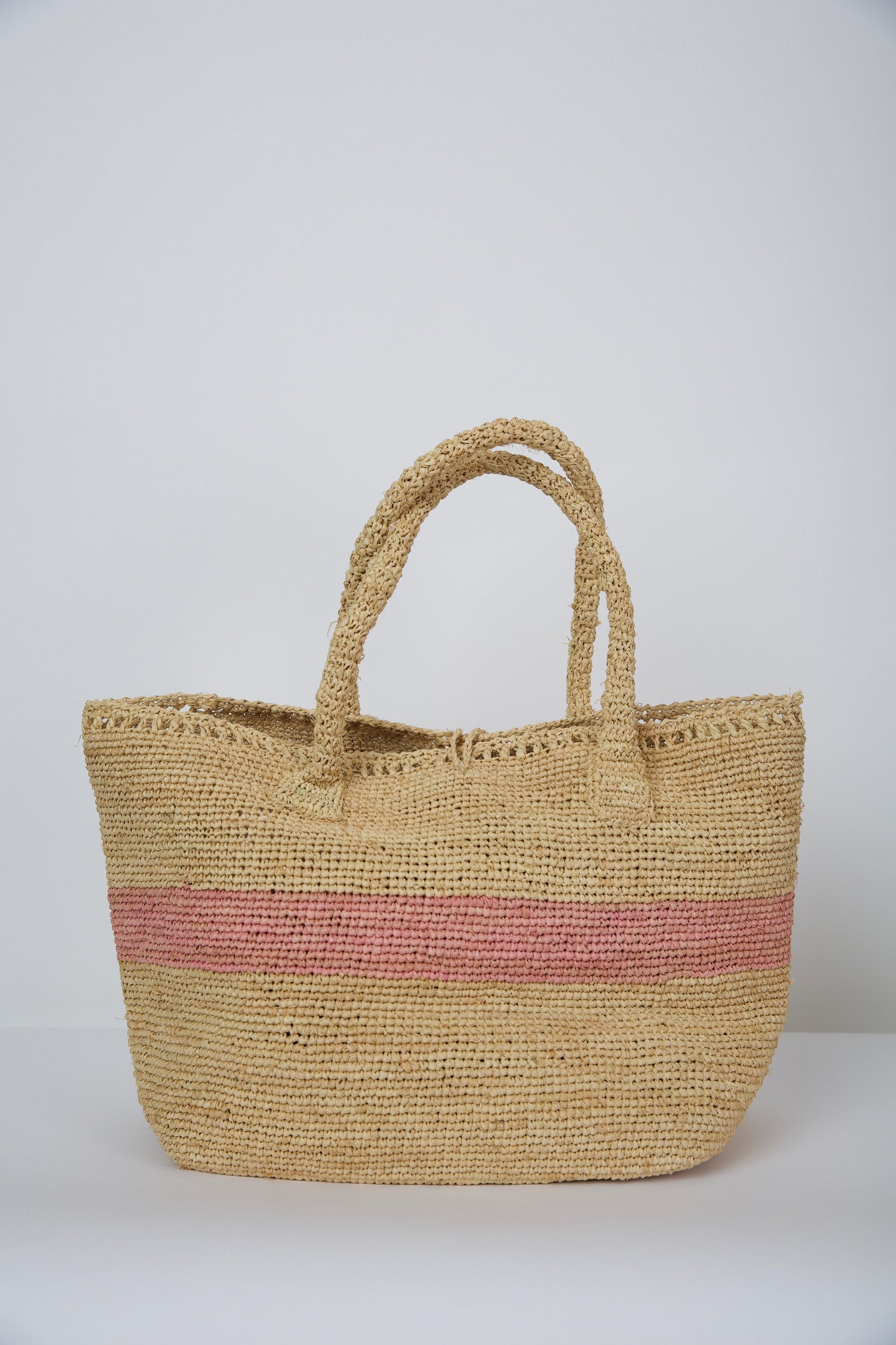 The Stripe Woven Tote in Pink
