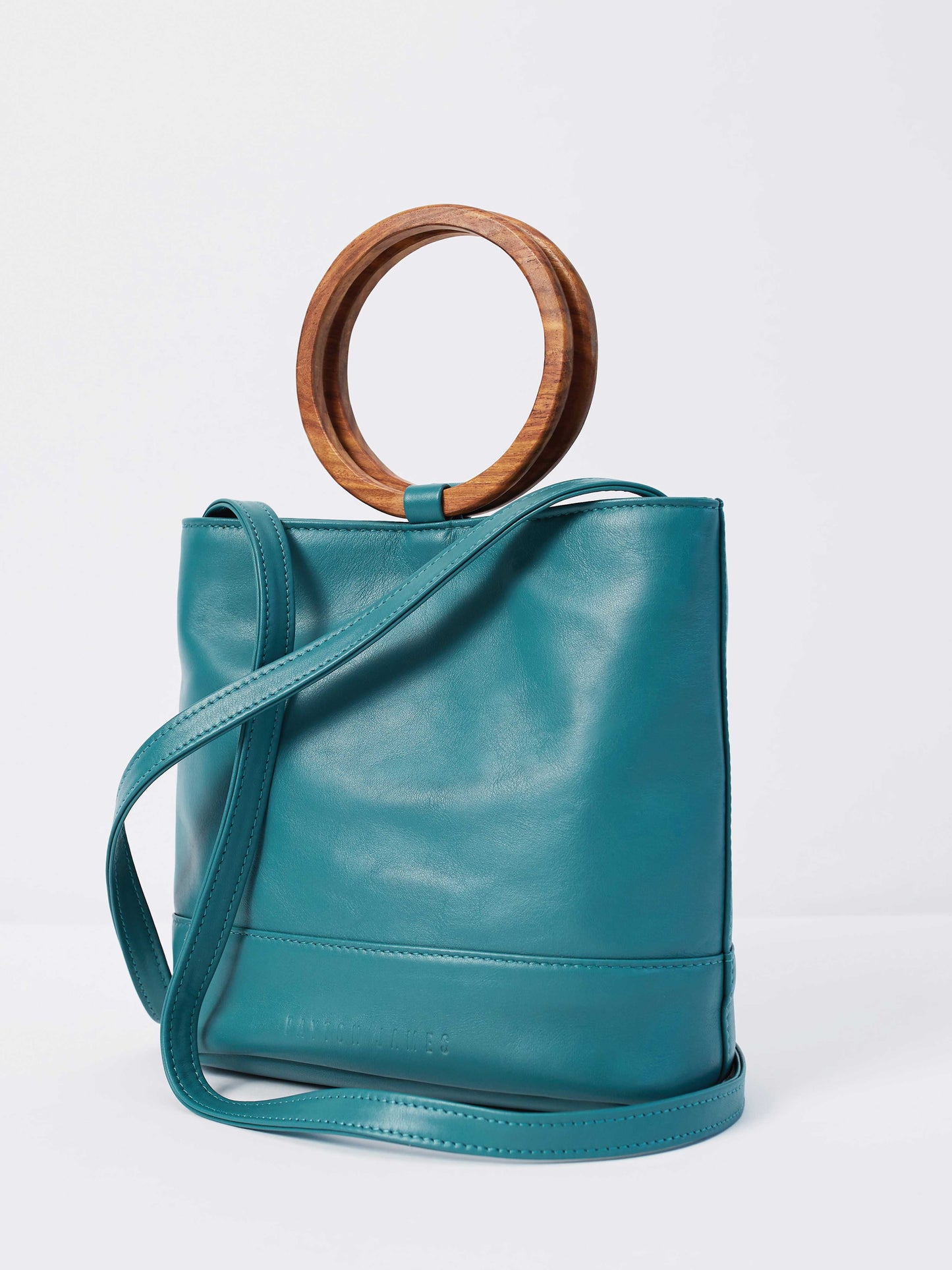 Leather Tote and Crossbody Emerald Mini Wood Tote by Payton James: Nashville Handbag Designer
