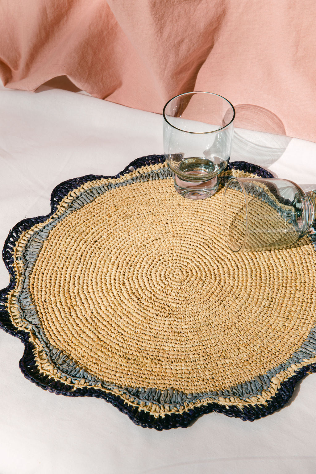 Garden Party Pinwheel Raffia Placemat, Set of 2, 4 and 6