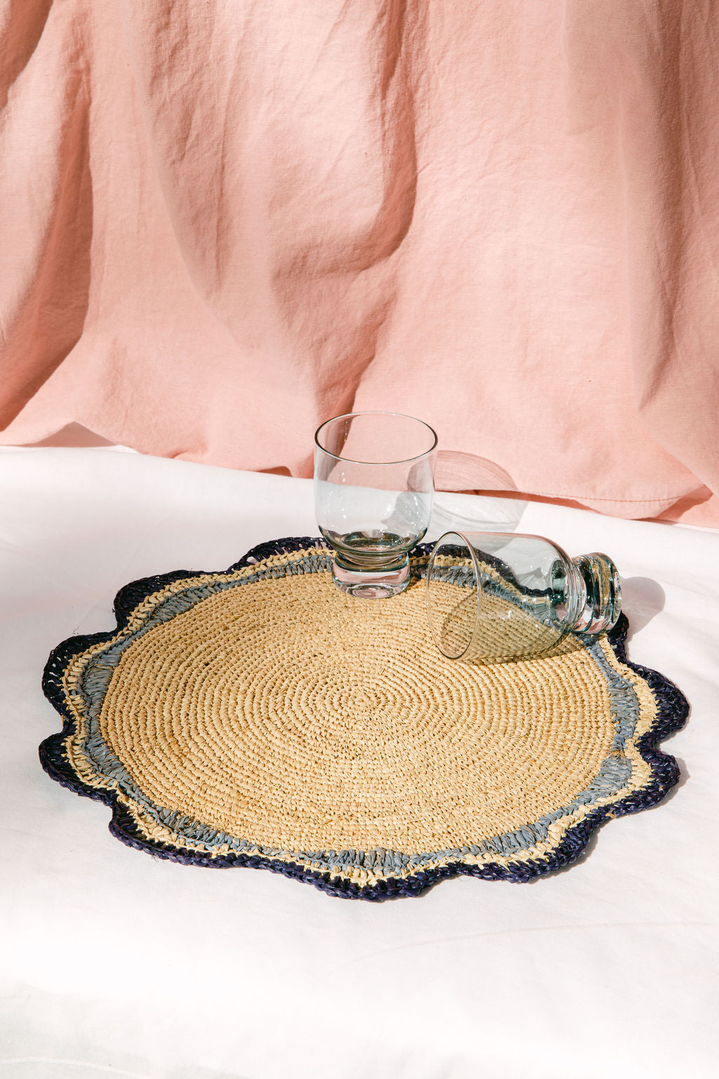 Garden Party Pinwheel Raffia Placemat, Set of 2, 4 and 6