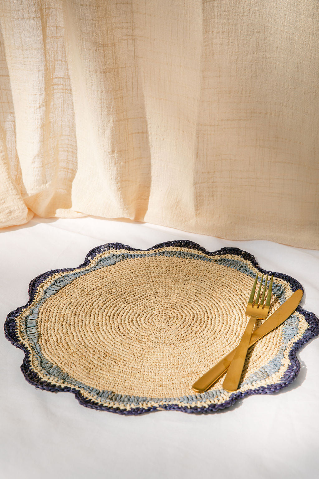 Garden Party Pinwheel Raffia Placemat, Set of 2, 4 and 6