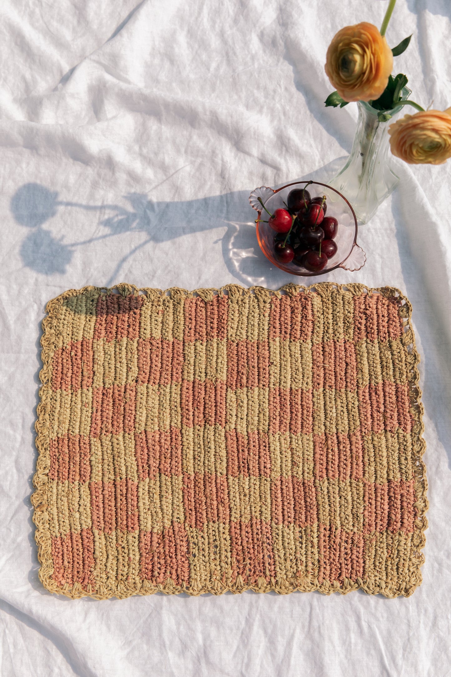 Pink Checkered Rectangular Placemats