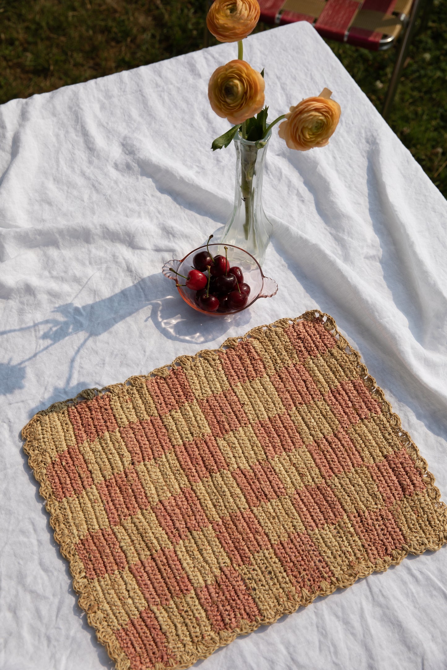 Pink Checkered Rectangular Placemats