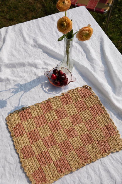 Pink Checkered Rectangular Placemats