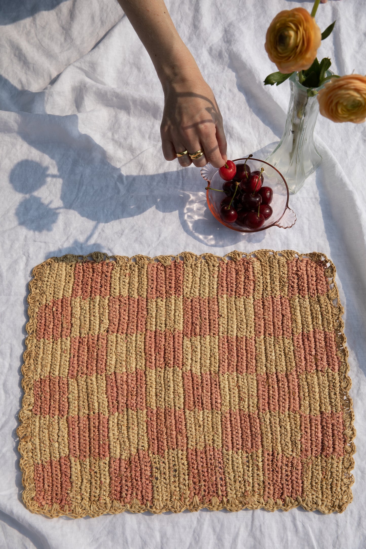 Pink Checkered Rectangular Placemats