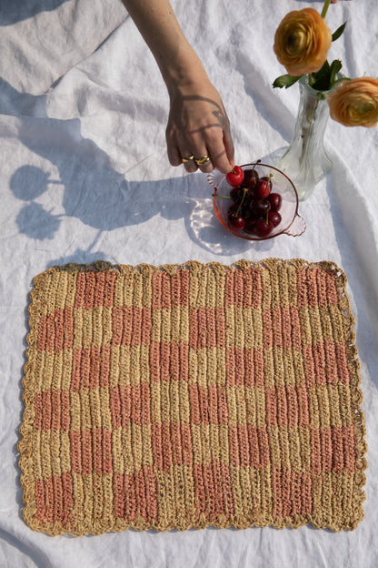 Pink Checkered Rectangular Placemats