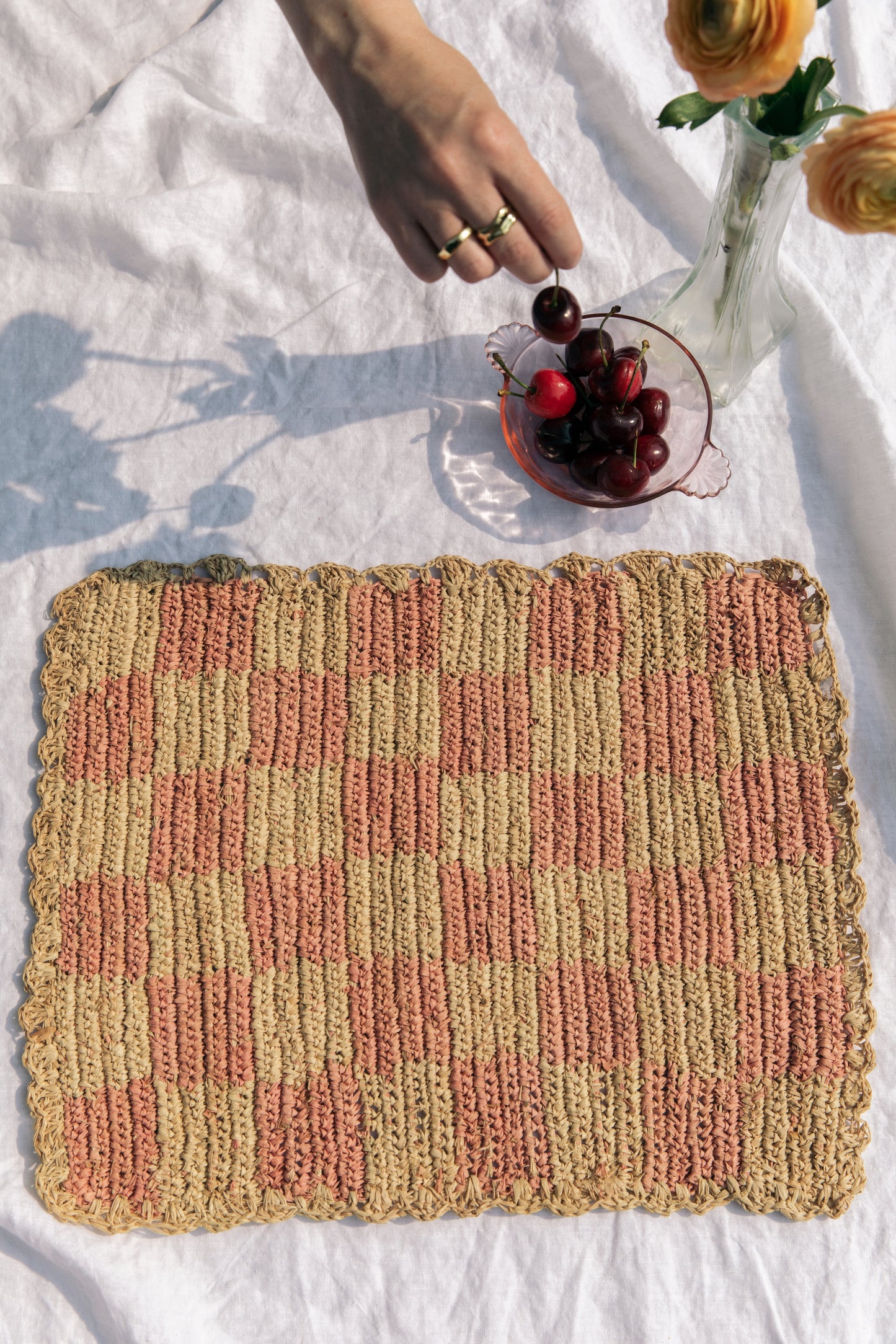Pink Checkered Rectangular Placemats