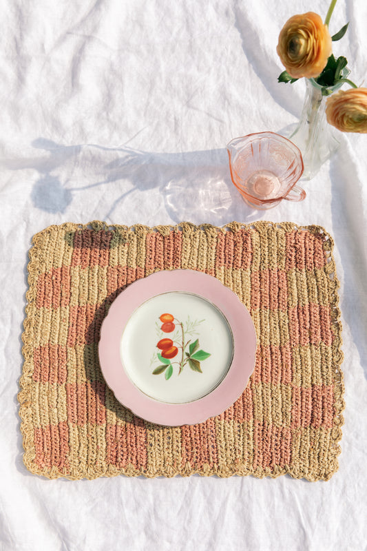 Pink Checkered Rectangular Placemats