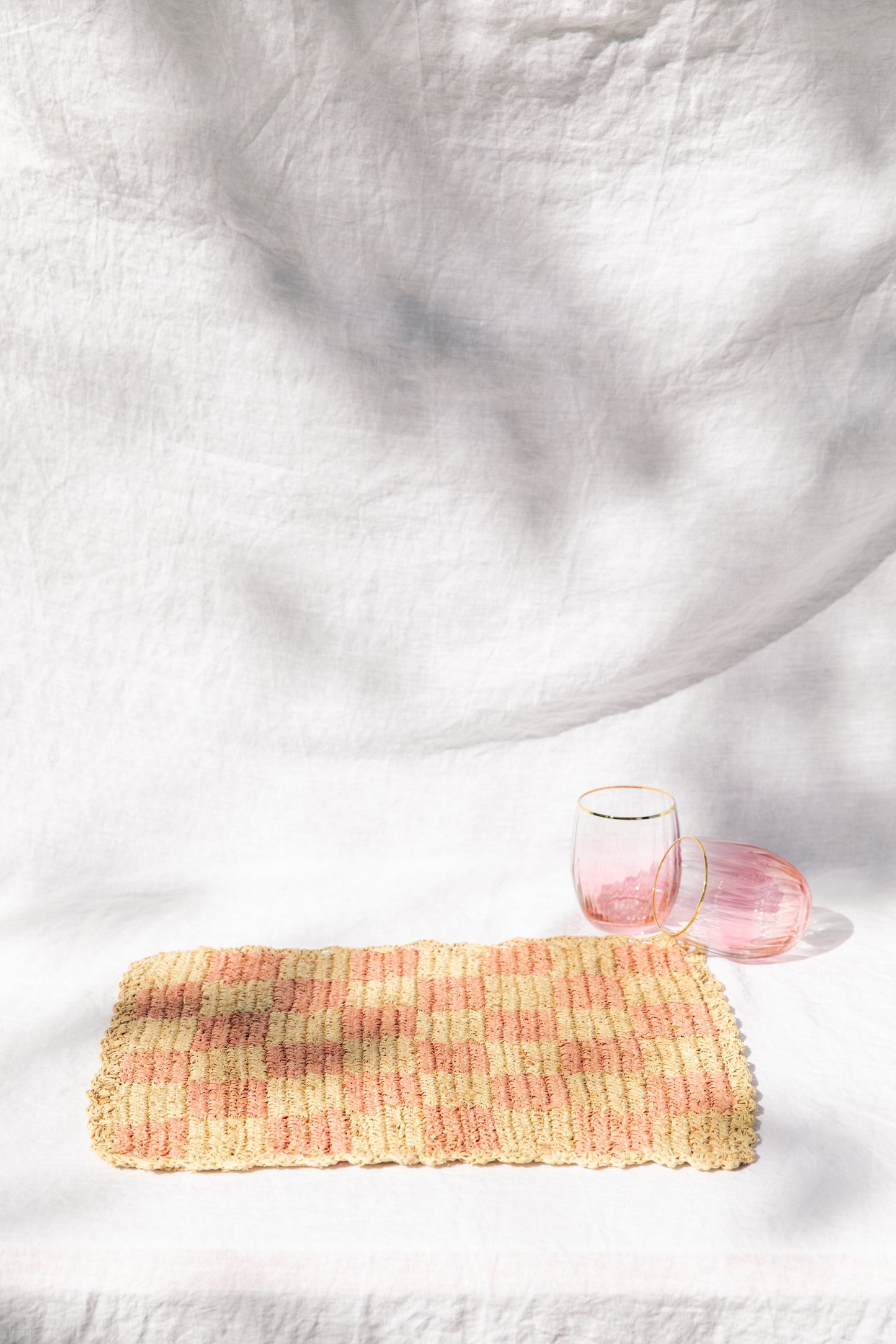 Pink Checkered Rectangular Placemats
