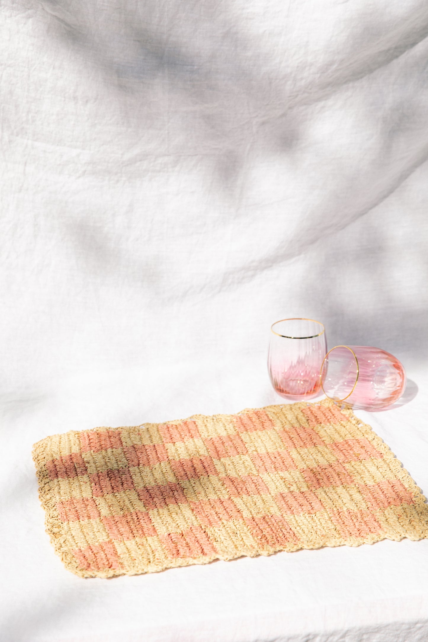 Pink Checkered Rectangular Placemats