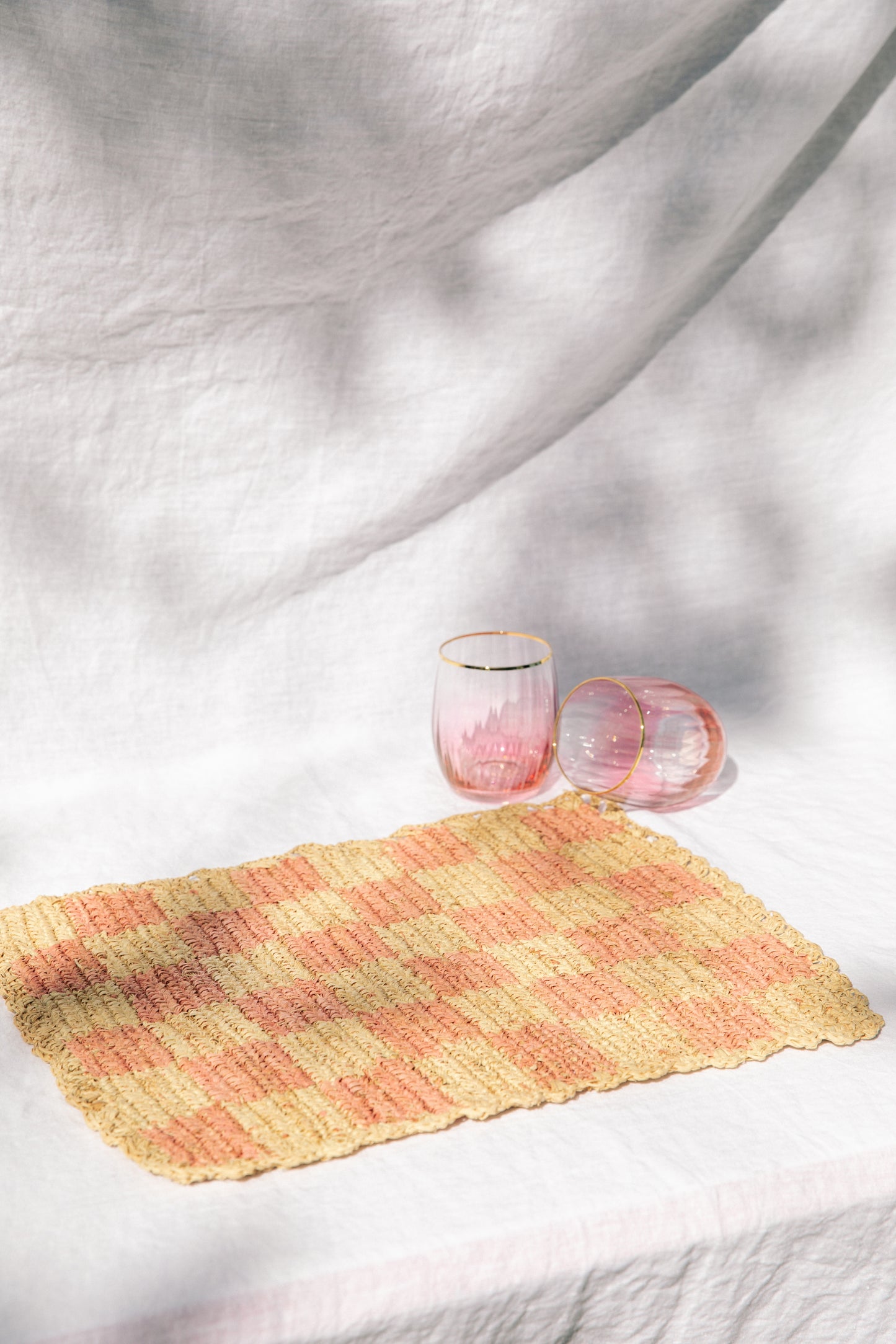 Pink Checkered Rectangular Placemats