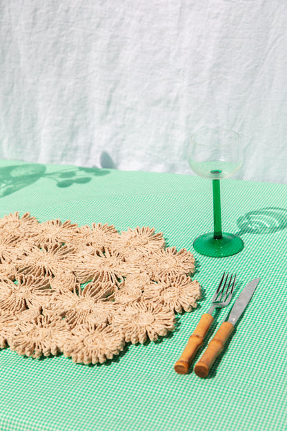 Fleur Raffia Placemat, Natural Color Flowers Woven Tabletop