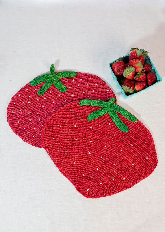handwoven strawberry placemat