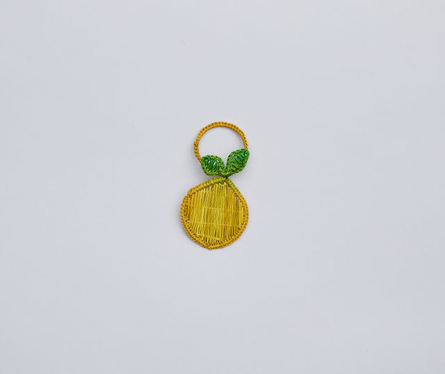 Lemon Napkin Ring – 3.5” Handwoven Iraca Palm – Artisan Summer Table Decor from Colombia