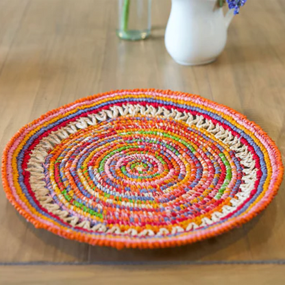 Rainbow Raffia Placemat,colorful woven Tabletop