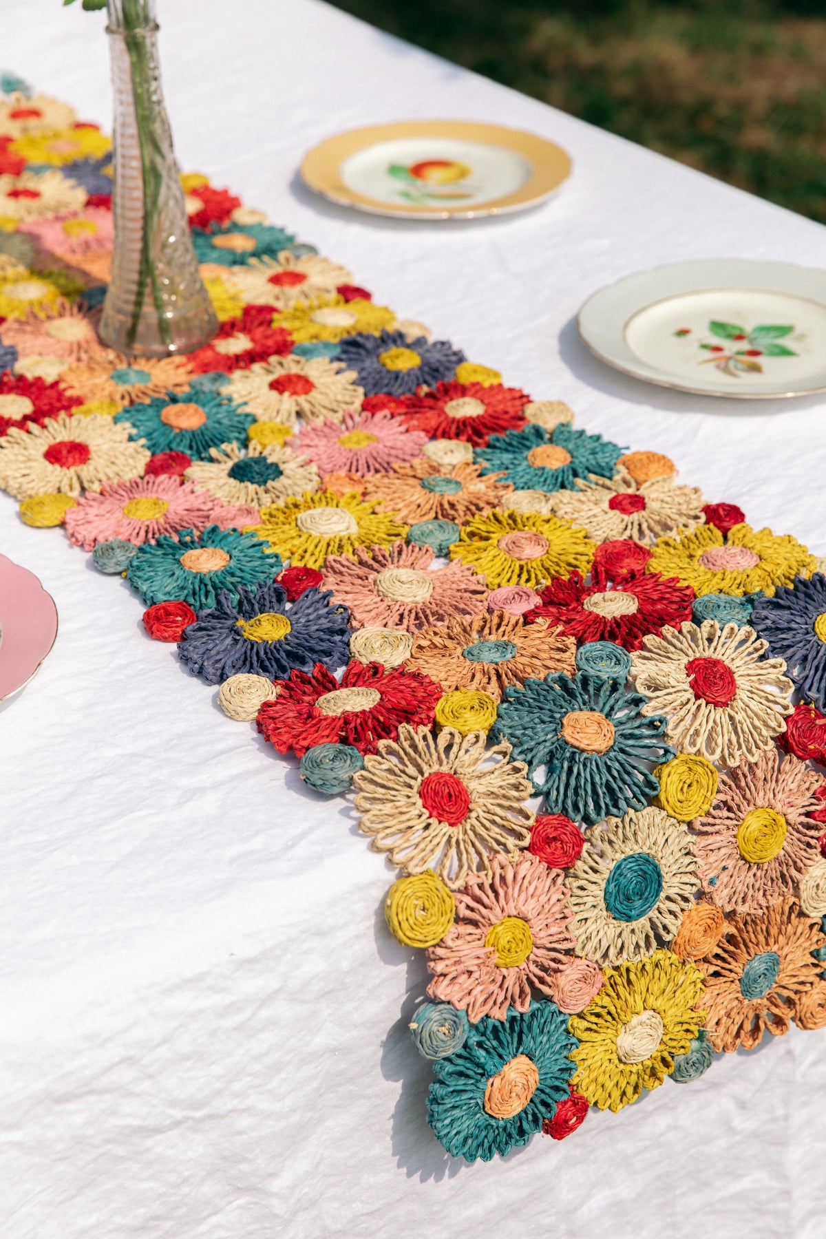 Colorful Raffia Table Runner