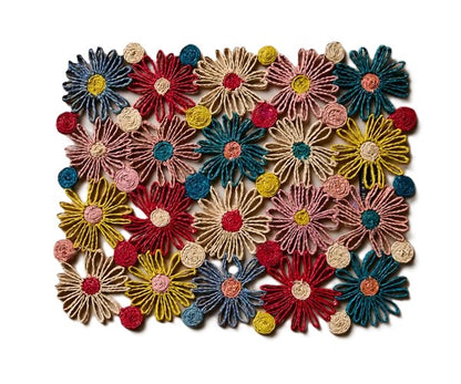 Fleur Raffia placemat, Multicolor Flowers woven tabletop