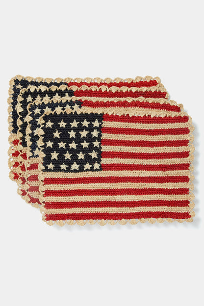 Handcrafted Scalloped Americana Placemats - Set of 4 - Elegant American Flag Design - Payton James X Tuckernuck
