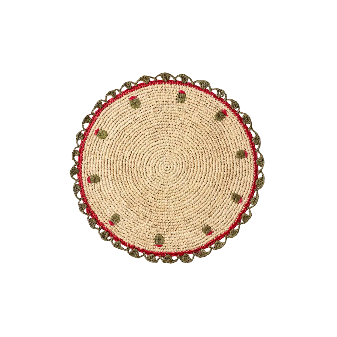 Handwoven Olive Embroidered Placemat