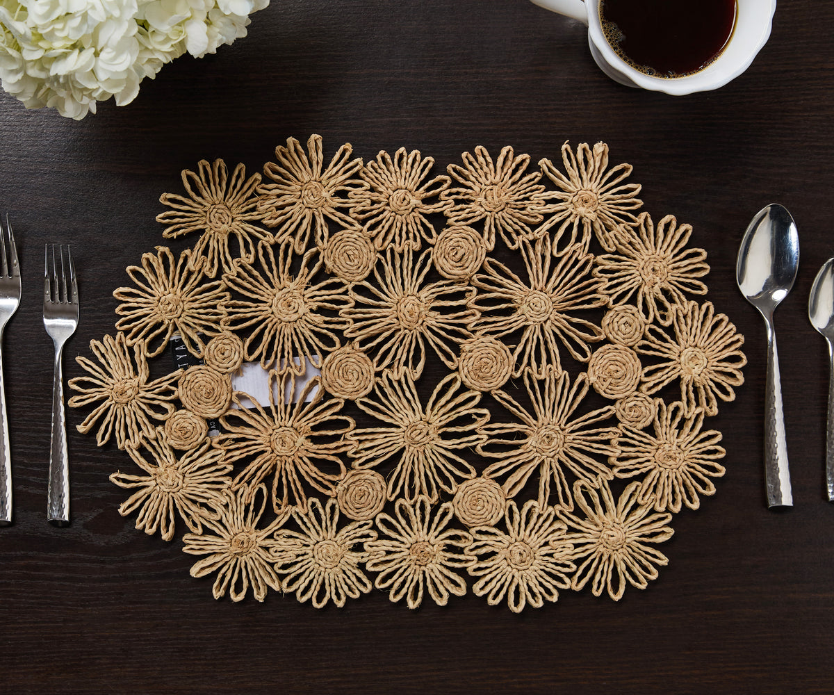 Natural Floral Woven Placemat