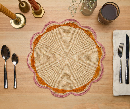 Round Pink Placemat set of 2, 4 and 6, Garden Party Decor