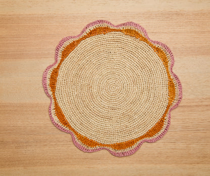 Round Pink Placemat set of 2, 4 and 6, Garden Party Decor