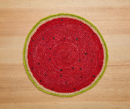 Watermelon Placemats – 14” Hand-Crocheted Raffia Palm, Artisan Summer Table Decor