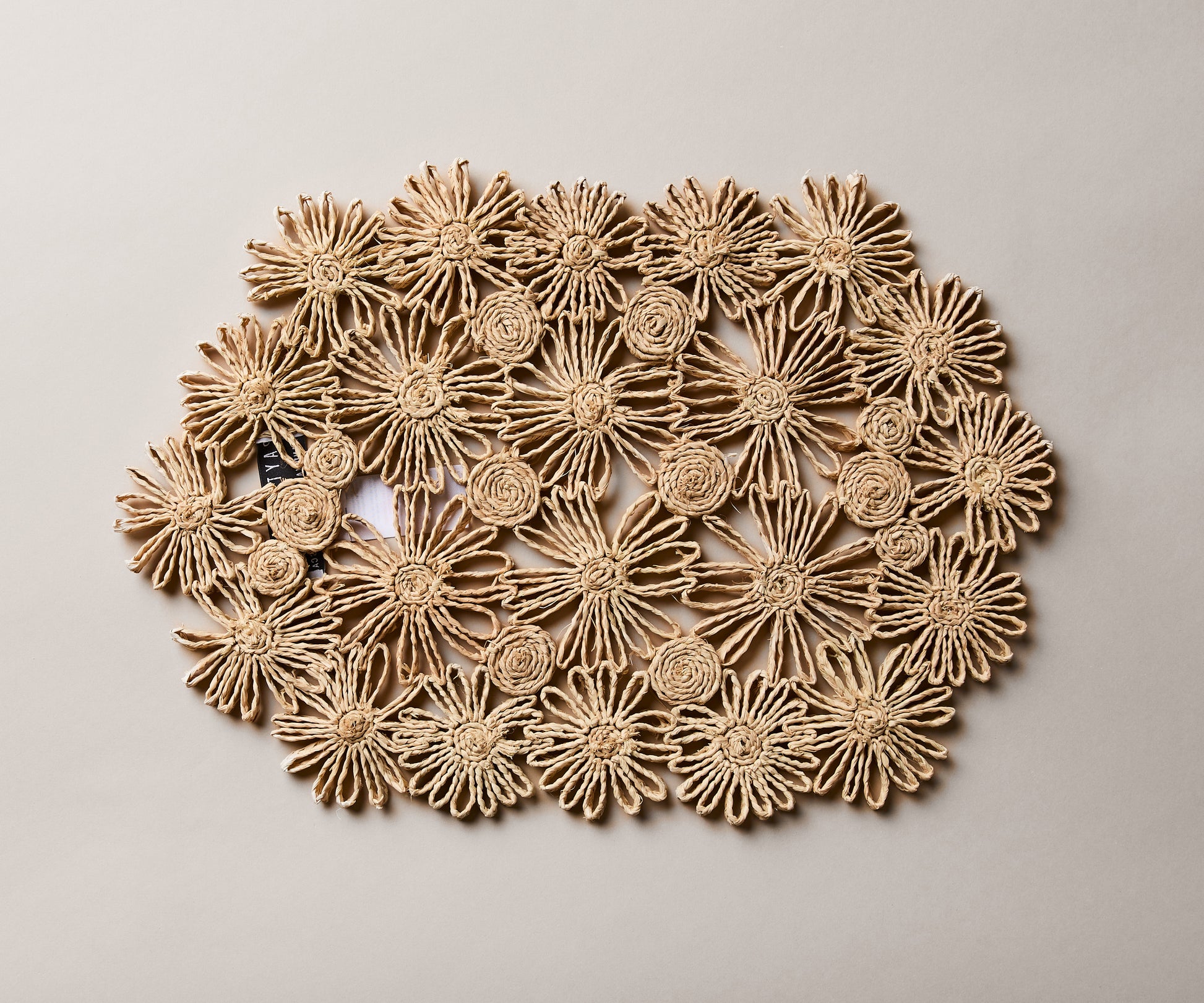 Woven Raffia Floral Placemat