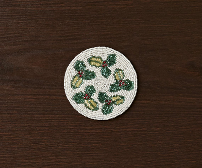 Handmade Beaded Holiday Coaster – Christmas Table Decor by Payton James