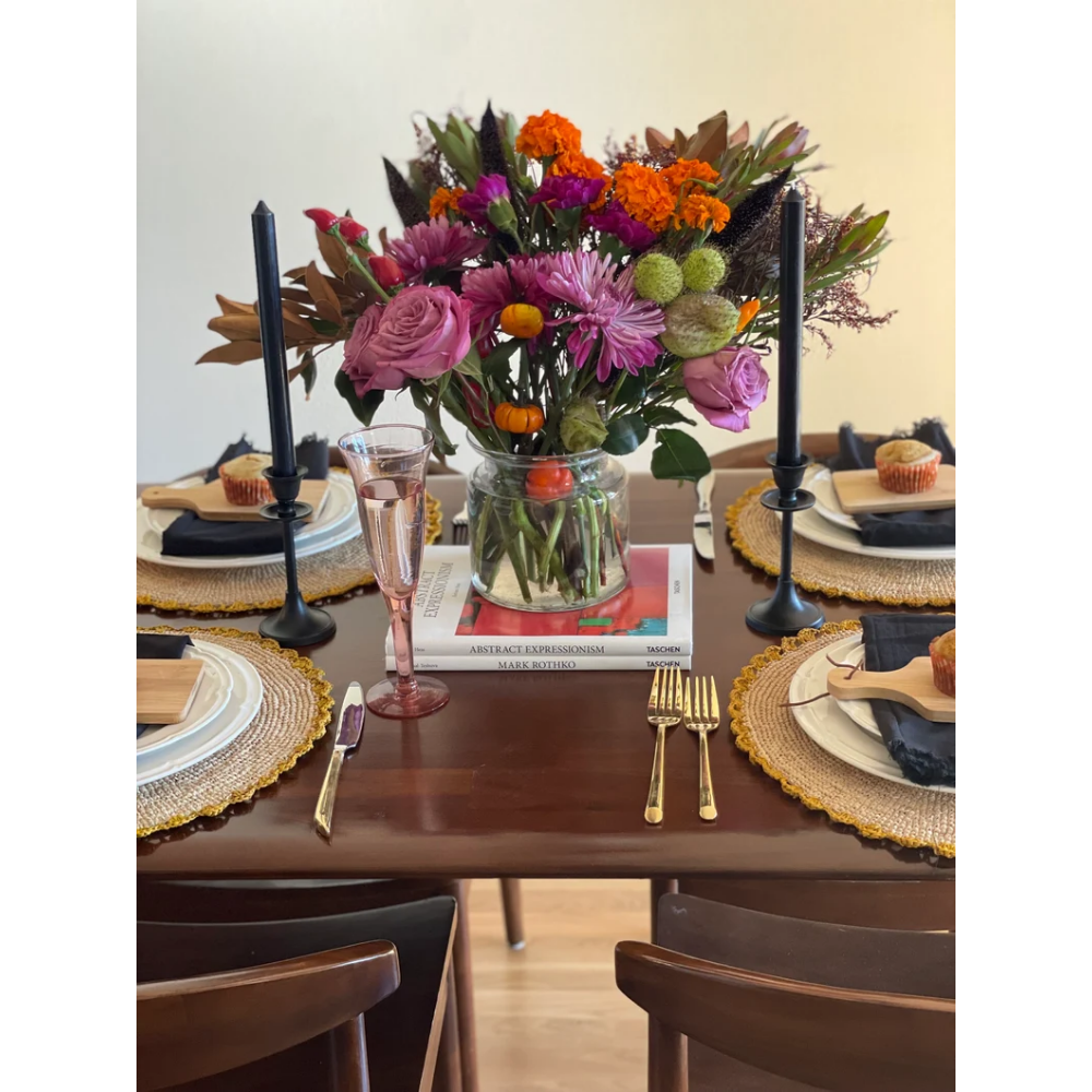 Marigold Raffia Placemats, Boho Round Natural Hand Woven Placemats, Table Mats for Dining Table