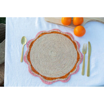 Round Pink Placemat set of 2, 4 and 6, Garden Party Decor
