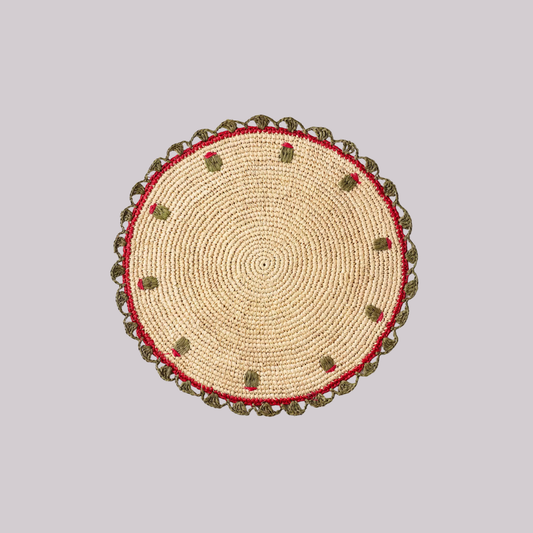 Handwoven Olive Embroidered Placemat