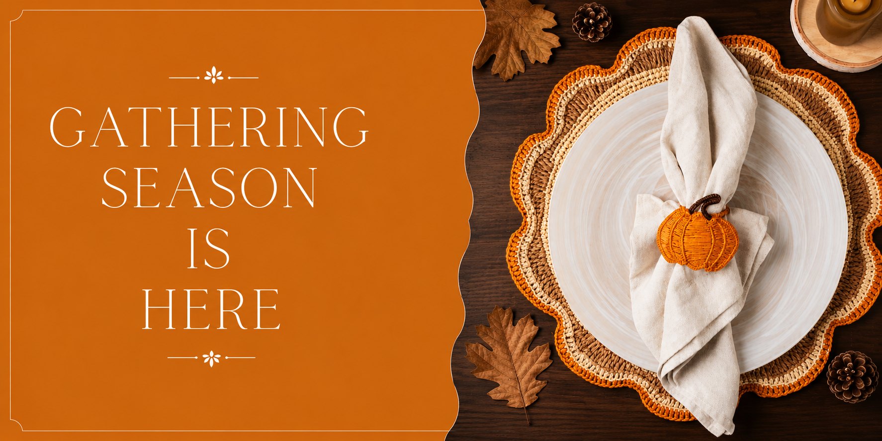 Gathering Season is Here - handwoven raffia tabletop by Payton James