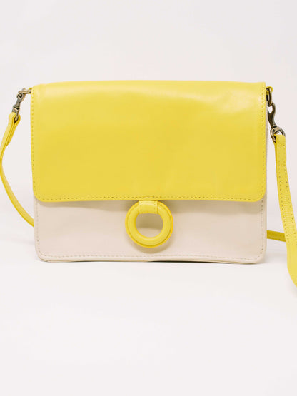 Leather Crossbody Wallet bag lemon and white crossbody bags by Payton James