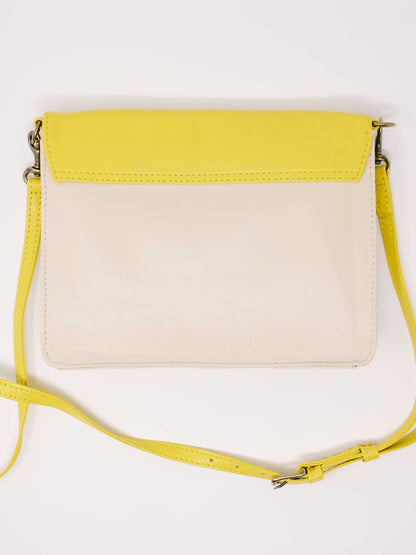 Leather Crossbody Wallet bag lemon and white - back view-crossbody bags by Payton James