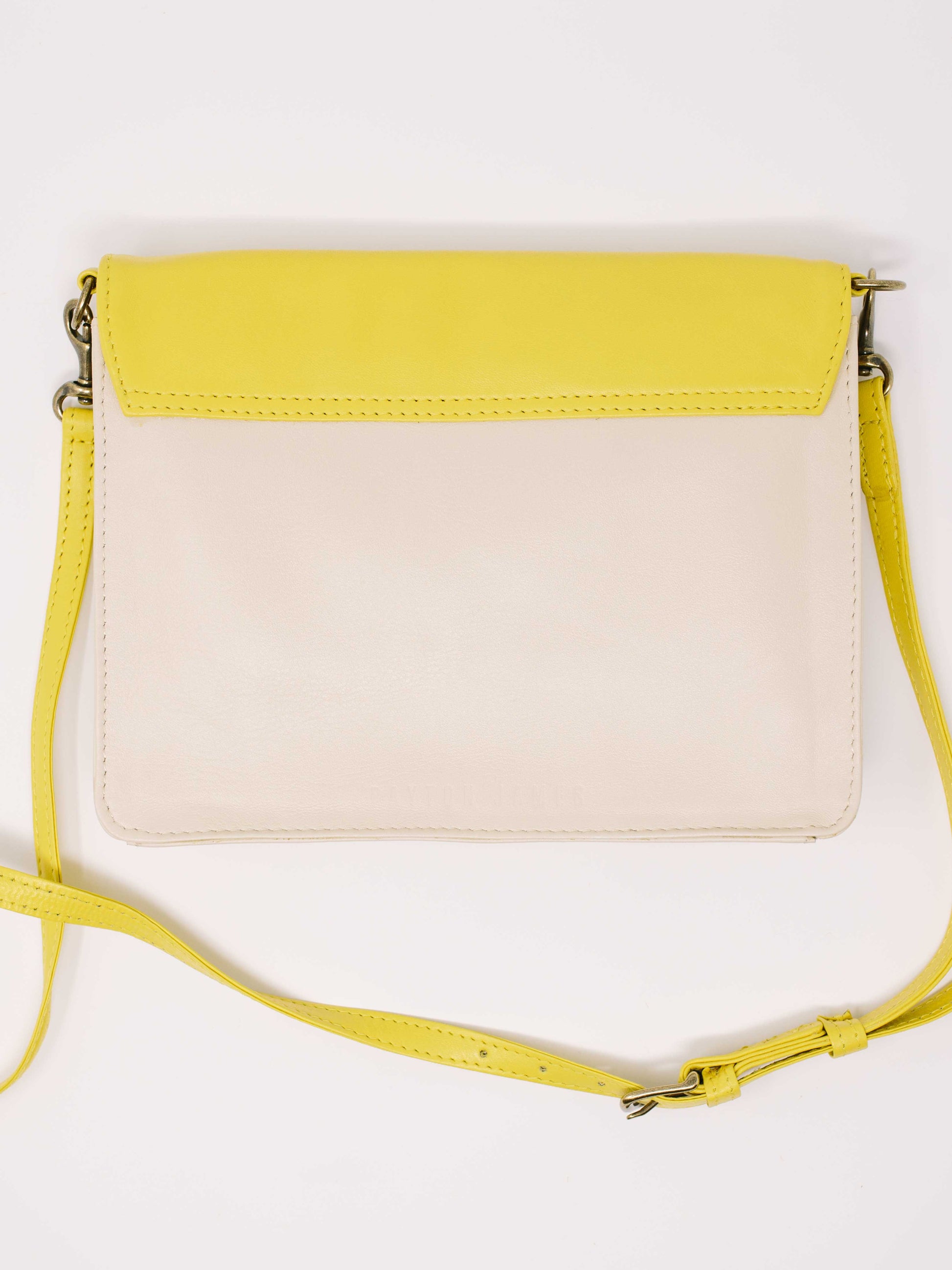 Leather Crossbody Wallet bag lemon and white - back view-crossbody bags by Payton James