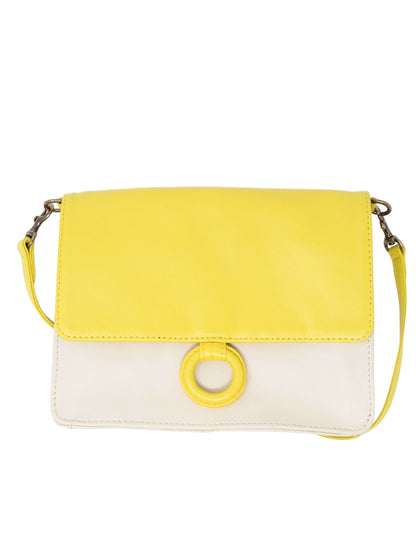 Leather Crossbody Wallet bag lemon and white crossbody bags by Payton James