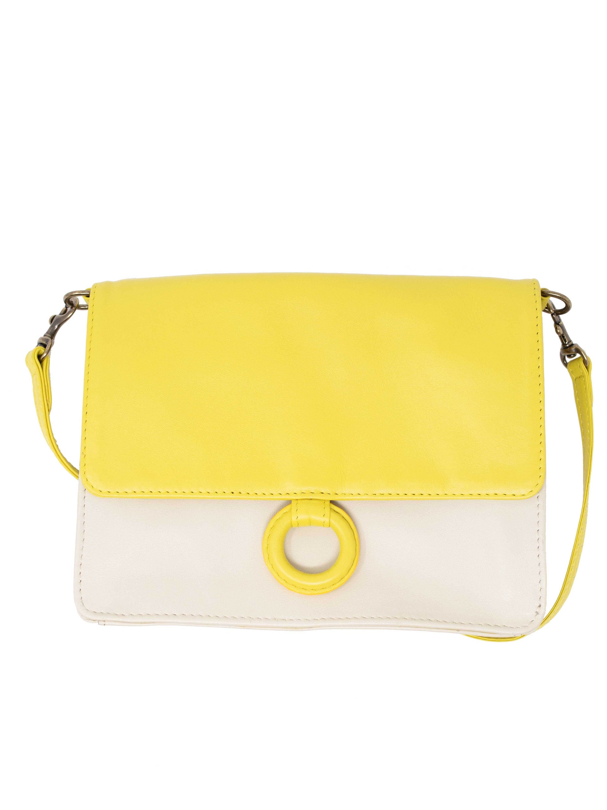 Leather Crossbody Wallet bag lemon and white crossbody bags by Payton James